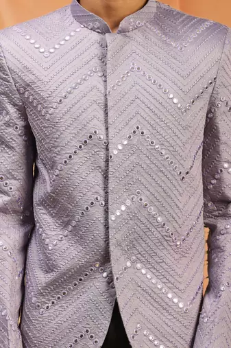 Powder Pink royan viscose jodhpuri full sleeve with trouser for men's