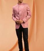 Light Pink royan viscose jodhpuri full sleeve with trouser for men's