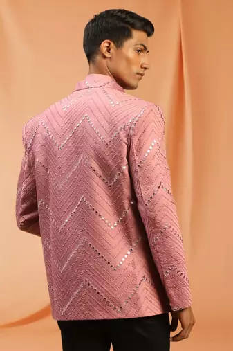 Light Pink royan viscose jodhpuri full sleeve with trouser for men's