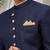 Blue Jute Cotton Plain Indo western for men's