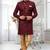 Maroon Jute Cotton Plain Indo western for men's