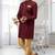 Maroon Jute Cotton Plain Indo western for men's