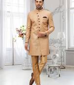 Gold Jute Cotton plain Indo western for men's