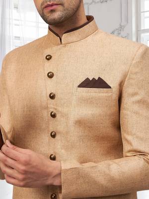 Gold Jute Cotton plain Indo western for men's 5