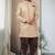 beige Jute Cotton Plain Indo western for men's