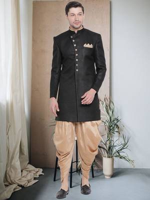 Fawn Jute Cotton plain Indo western for mens 1