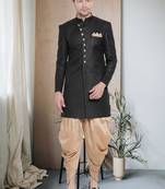 Fawn Jute Cotton plain Indo western for mens