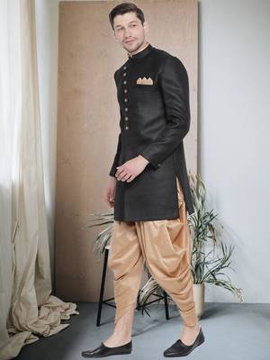 Fawn Jute Cotton plain Indo western for mens 2