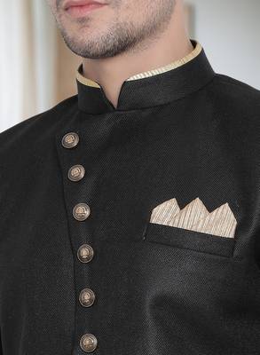 Fawn Jute Cotton plain Indo western for mens 3