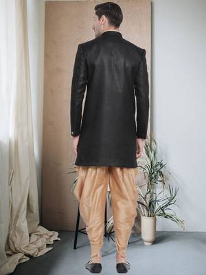 Fawn Jute Cotton plain Indo western for mens 4