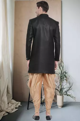 Fawn Jute Cotton plain Indo western for mens