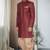 Maroon Jute Cotton Plain Indo western for men's