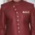 Maroon Jute Cotton Plain Indo western for men's