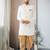 White Jute Cotton Plain Indo western for men's