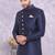 Blue Jute Cotton Plain Indo western for men's