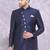 Blue Jute Cotton Plain Indo western for men's