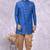 Blue Jute Cotton Plain Indo western for men's