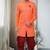Orange Art Silk  Plain Indo western for men's