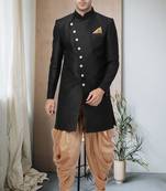 Black Art Silk  Plain Indo western for men's