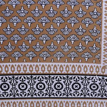 Texstylers gold floral jaipuri print 144 tc double bedsheet with 2 pillow covers 4