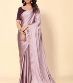 Avanshee Solid Mauve Satin Plain Saree