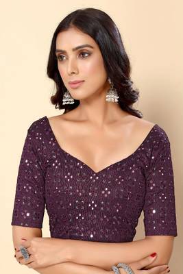 Avanshee Solid Mauve Satin Plain Saree 5