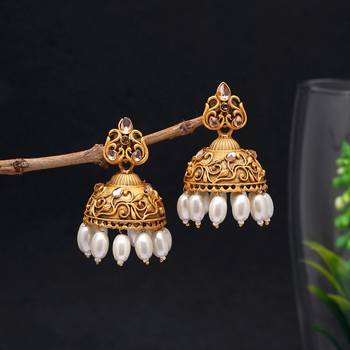 Gold color matte gold earrings 2