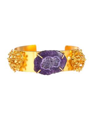 Gold plated purple stone studded kada bracelet 2