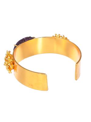 Gold plated purple stone studded kada bracelet 3