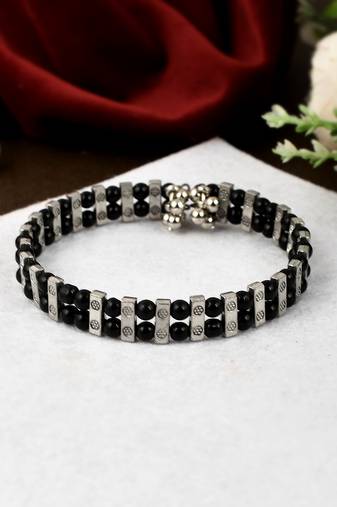 Womn black & silver brass cuff bracelet