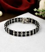 Womn black & silver brass cuff bracelet