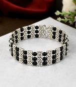 Womn black & silver brass cuff bracelet