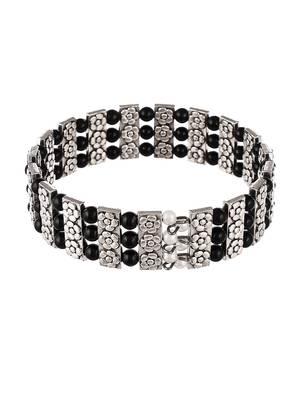 Womn black & silver brass cuff bracelet 3