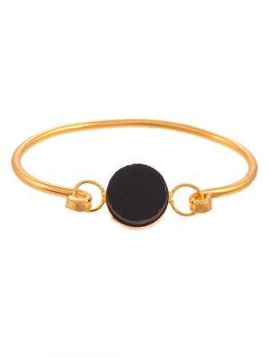 Gold plated western black stone kada bracelet for women 3