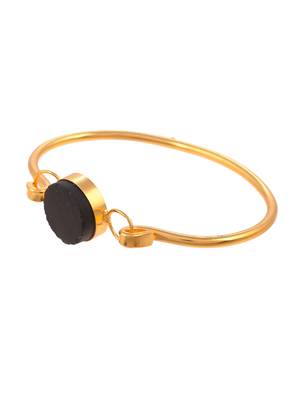 Gold plated western black stone kada bracelet for women 4