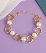 Gold plated pearl chain bracelet