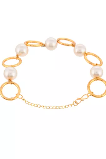 Gold plated pearl chain bracelet