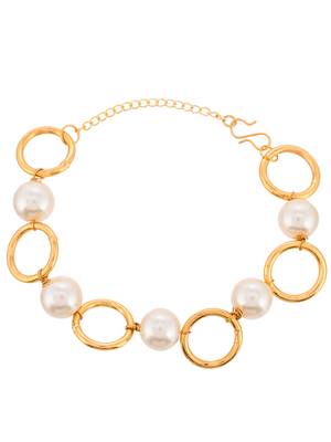 Gold plated pearl chain bracelet 4