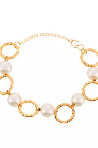 Gold plated pearl chain bracelet