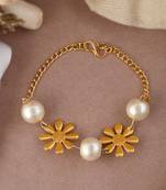 Gold plated handcrafted pearl beads chain bracelet