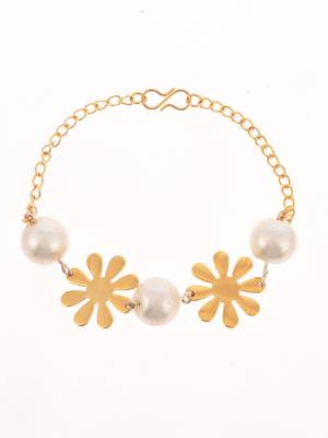 Gold plated handcrafted pearl beads chain bracelet 3