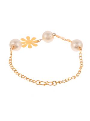 Gold plated handcrafted pearl beads chain bracelet 4