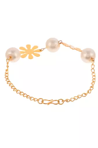 Gold plated handcrafted pearl beads chain bracelet