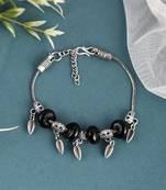Silver plated black beaded braclet