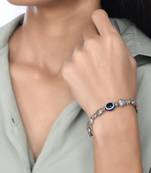 Silver plated oxidised evil eye bracelet