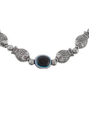 Silver plated oxidised evil eye bracelet 2