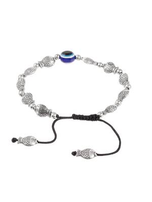 Silver plated oxidised evil eye bracelet 4