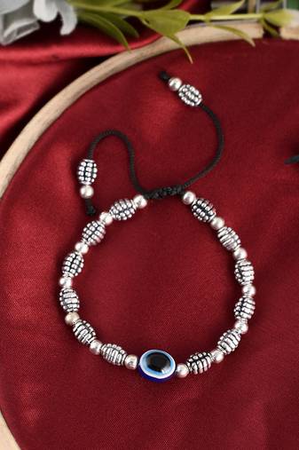 Silver plated evil eye bracelet