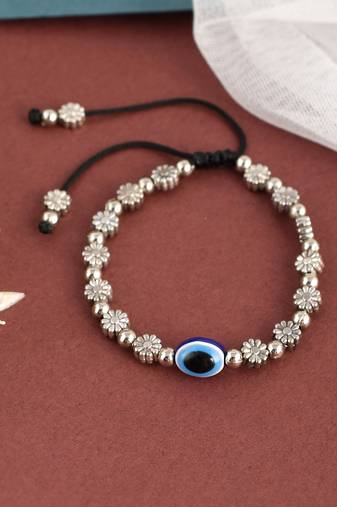 Oxidissed silver plated beads bracelet