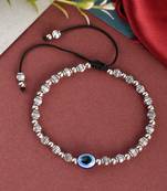 Silver plated oxidised evil eye bracelet